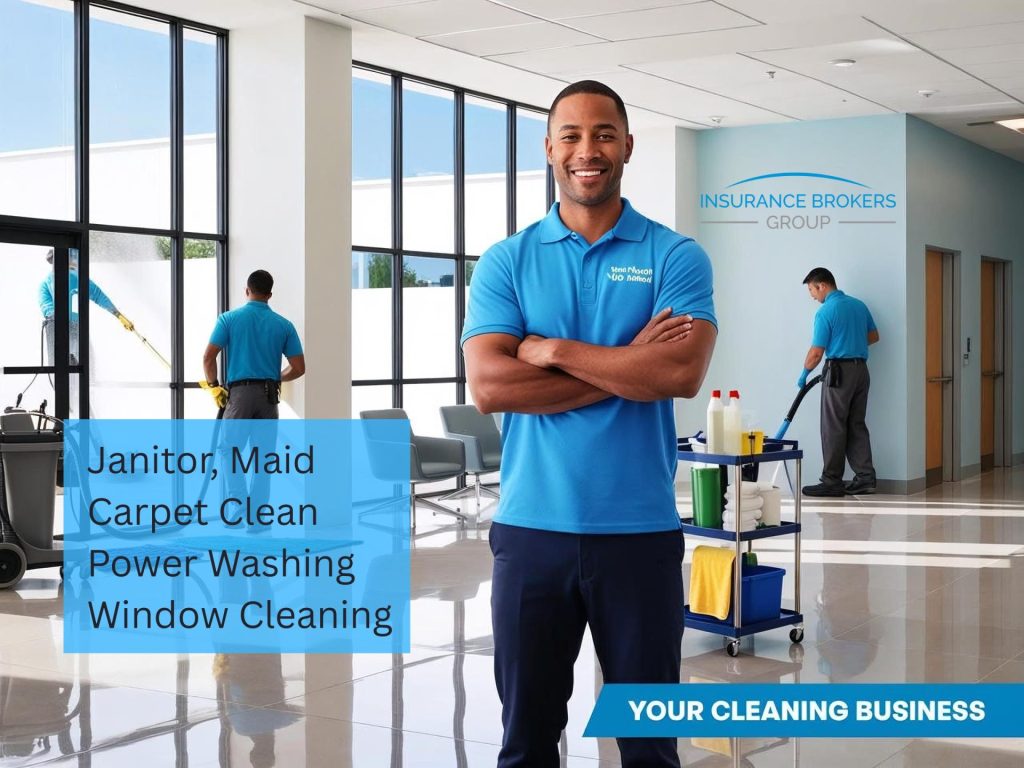 Small cleaning business owner getting janitorial and pressure washing insurance for commercial cleaning services